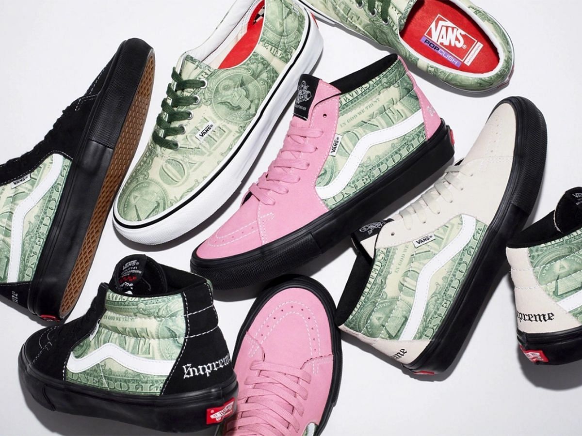 Take a closer look at the newly designed Dollar pack sneakers (Image via Supreme)