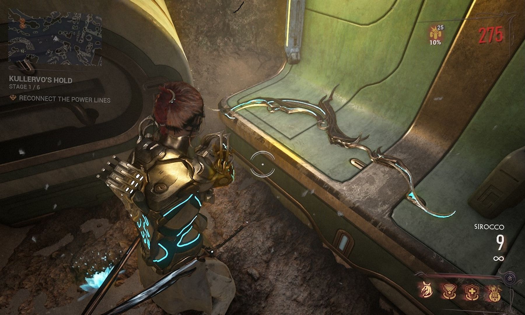 The Kullervo Hold Secret room in the Warframe contains a decorative Cinta (image via Digital Extremes)
