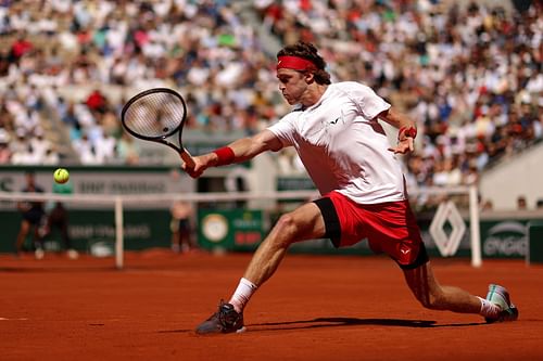 Andrey Rublev in action at the French Open