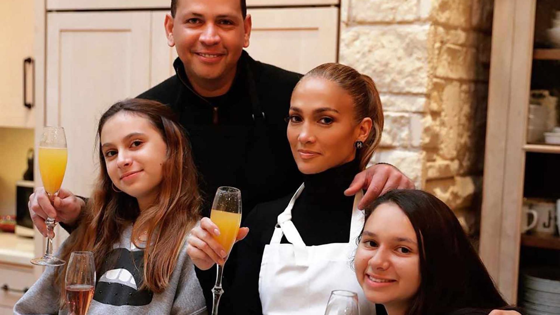 Alex Rodriguez and Jennifer Lopez with both the daughters