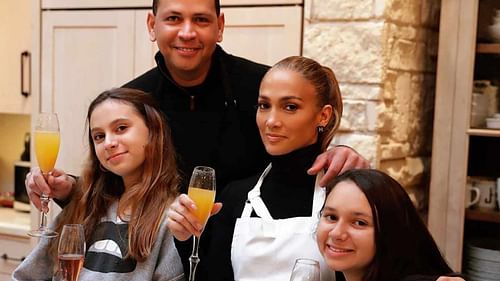 Alex Rodriguez and Jennifer Lopez with both the daughters