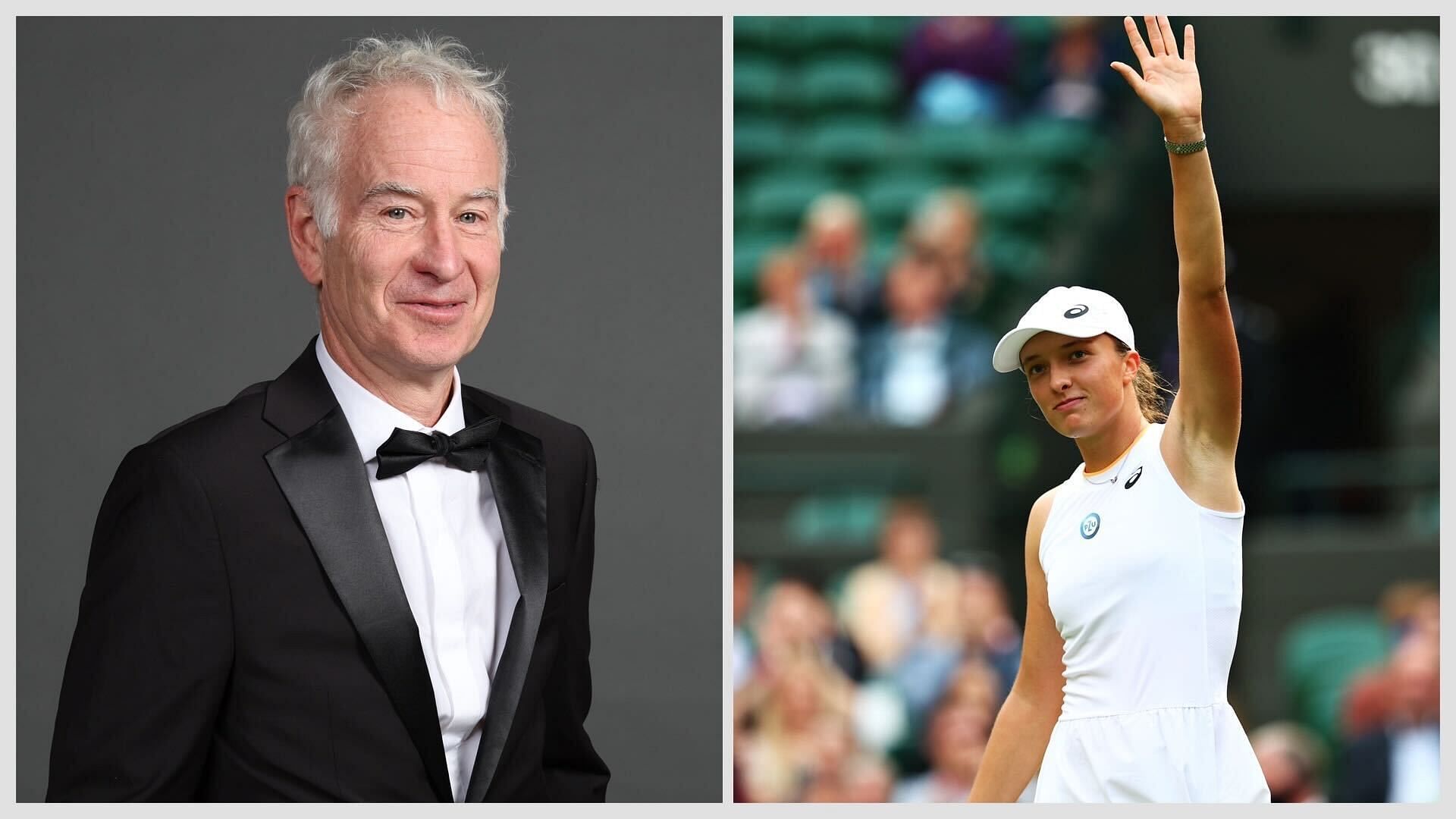 Iga Swiatek (R) and John McEnroe (L)