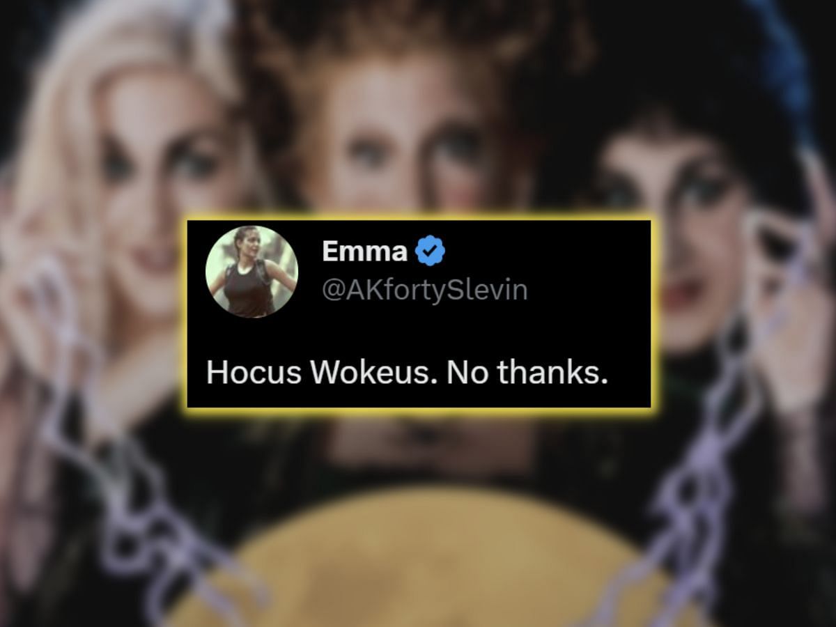 A fan reacts to the news of Hocus Pocus 3 shared by Discussing Film. (Photo via Twitter/Sportskeeda)