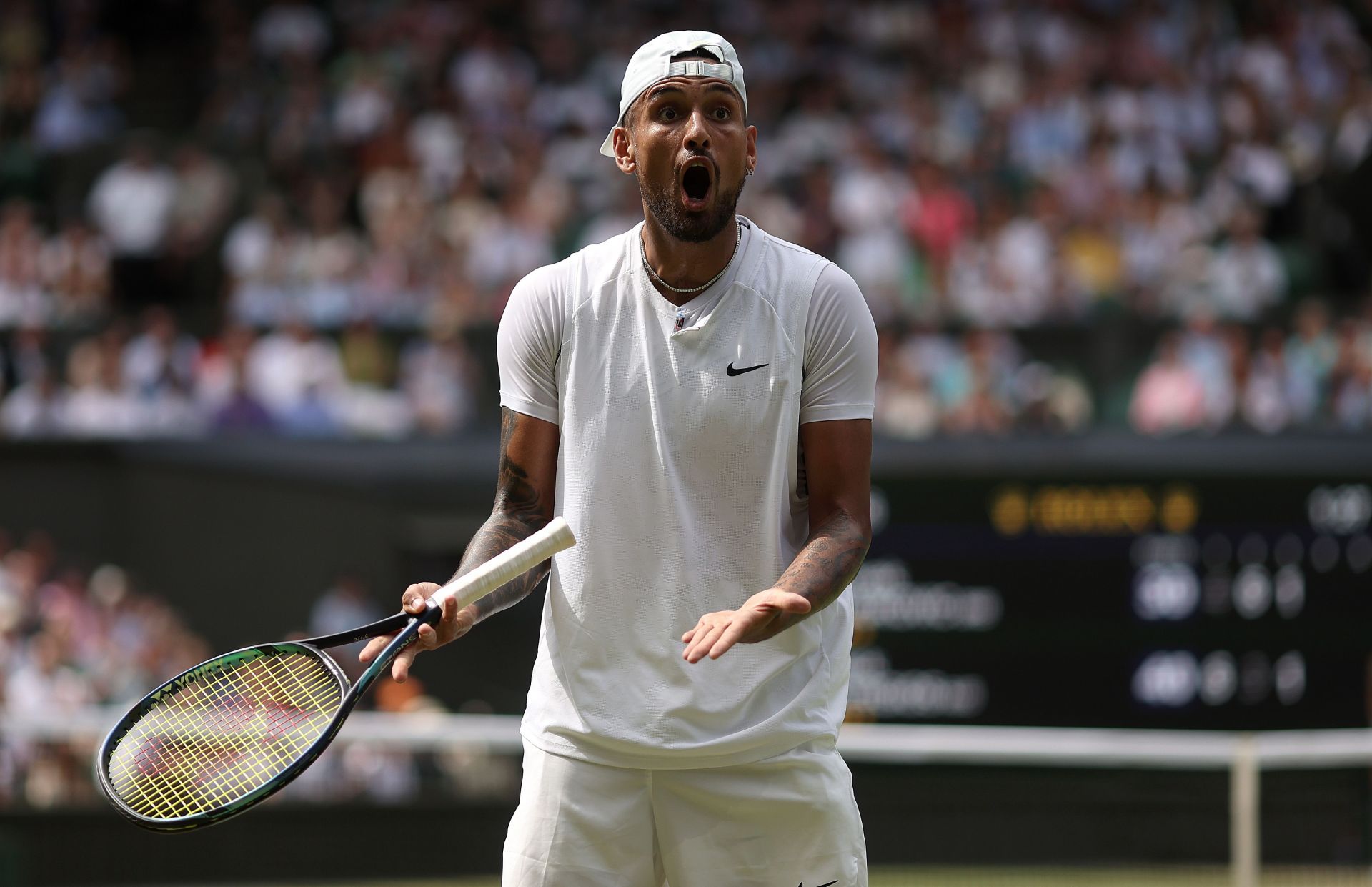 Novak Djokovic and Nick Kyrgios at The Championships - Wimbledon 2022