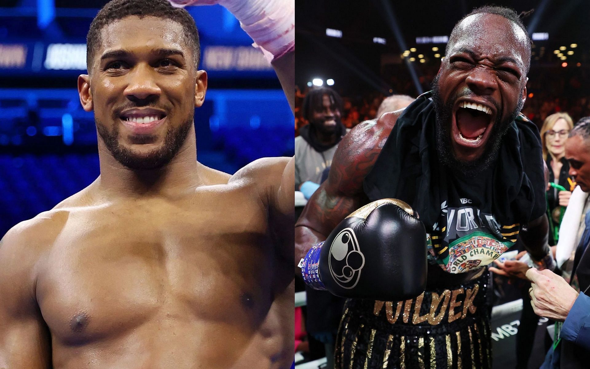 Anthony Joshua (L), and Deontay Wilder (R).