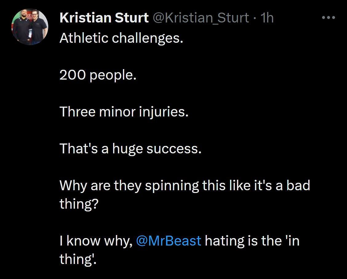 Tweet defending MrBeast (Image via Twitter)