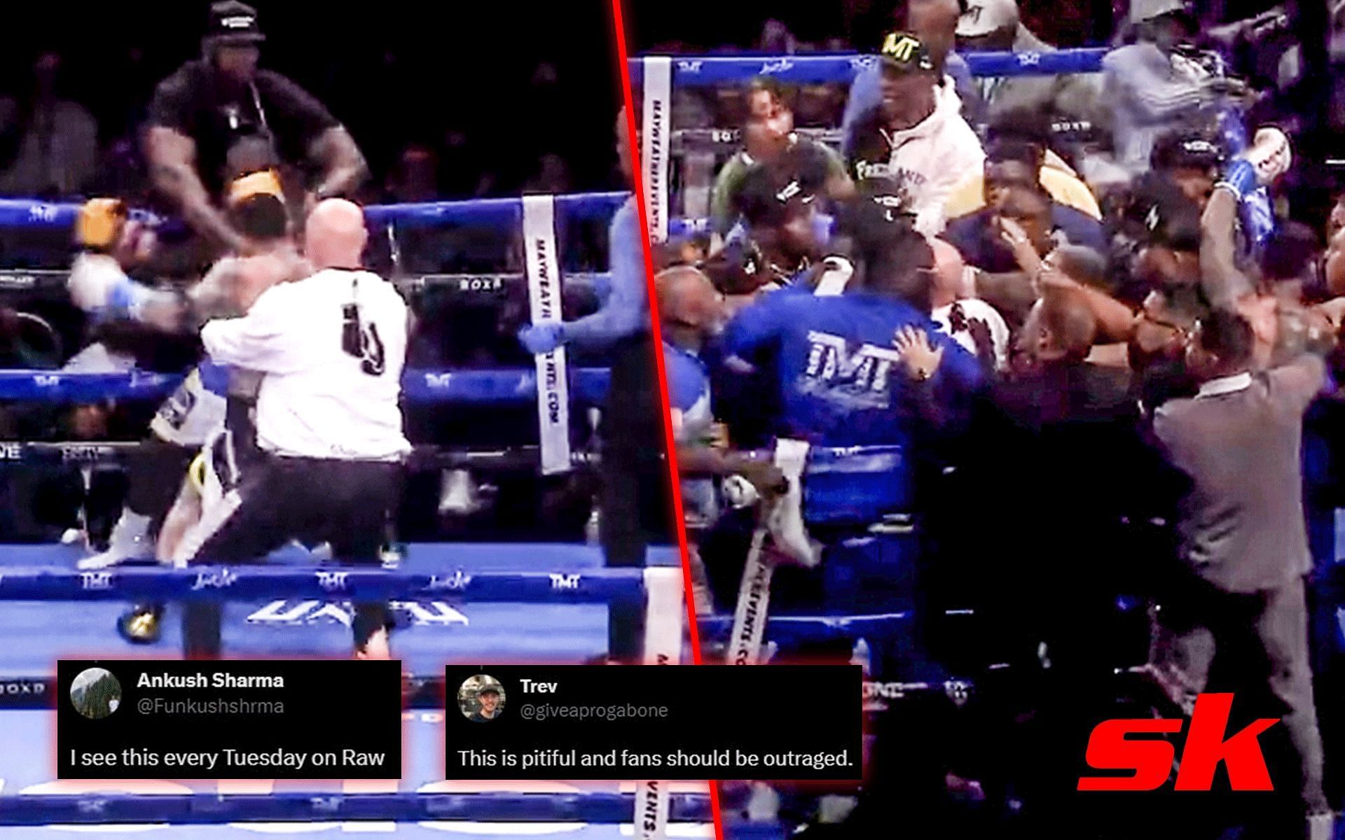 Fans react to Floyd Mayweather vs. John Gotti III brawl [Image courtesy: @SandhuMMA on Twitter]