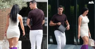 Georgina Rodriguez dazzles in cream dress and purple boots as she steps out with Cristiano Ronaldo in Madrid