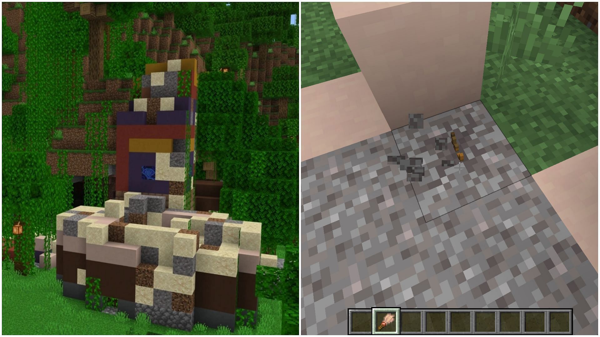 Trail Ruins are new structures in Minecraft that have suspicious gravel blocks with items (Image via Sportskeeda)