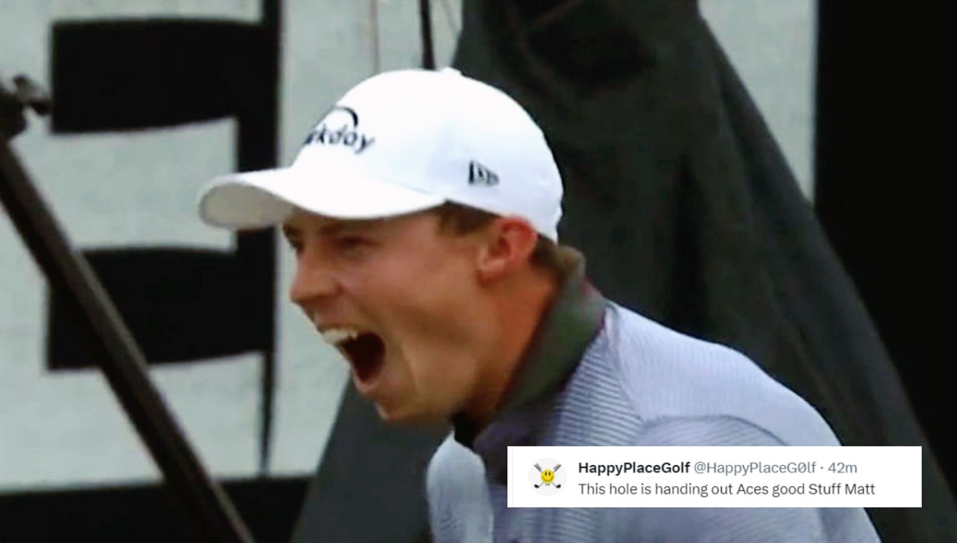 Matt Fitzpatrick celebrating his ace at the 2023 US Open (Image via The Telegraph).