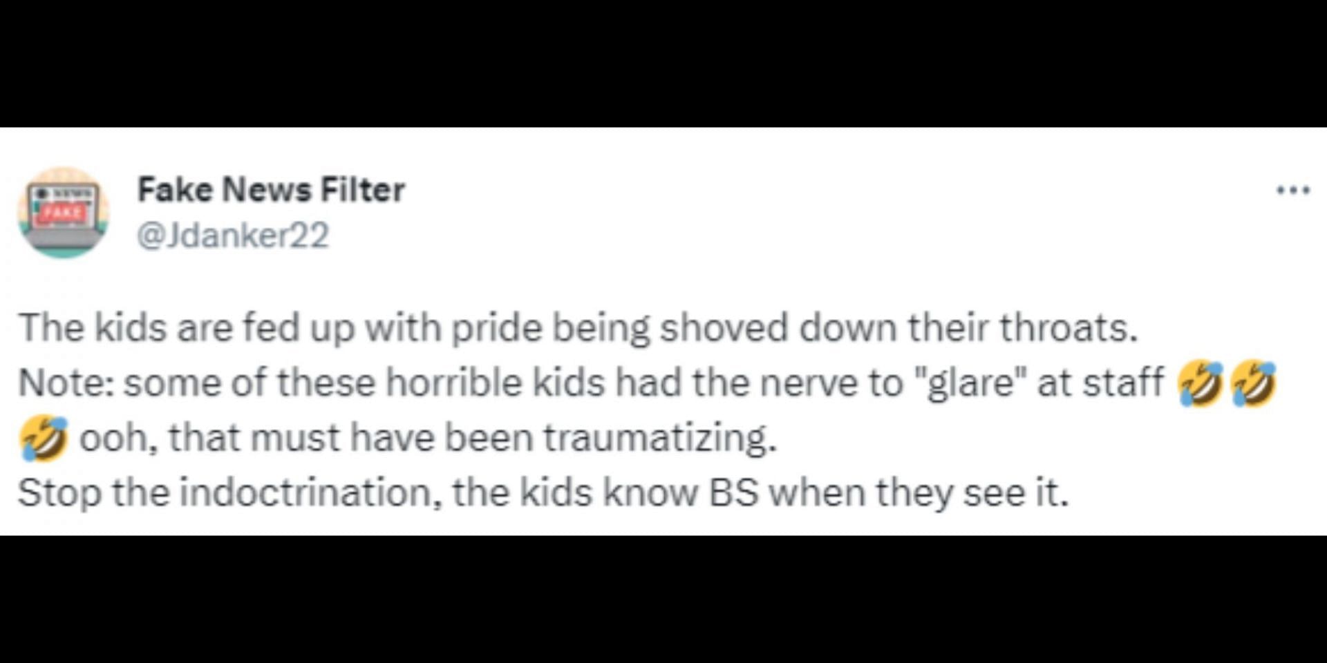 Netizens support middle school students for destroying Pride celebrations at school. (Image via Twitter/@Jdanker22)