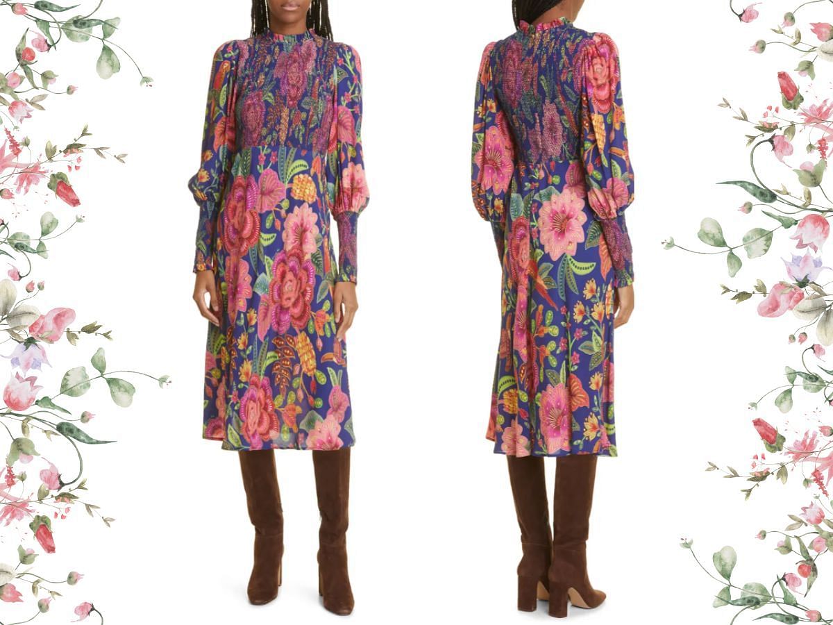 Farm Rio Floral Mock Neck Juliet Sleeve Dress (Image via Sportskeeda)