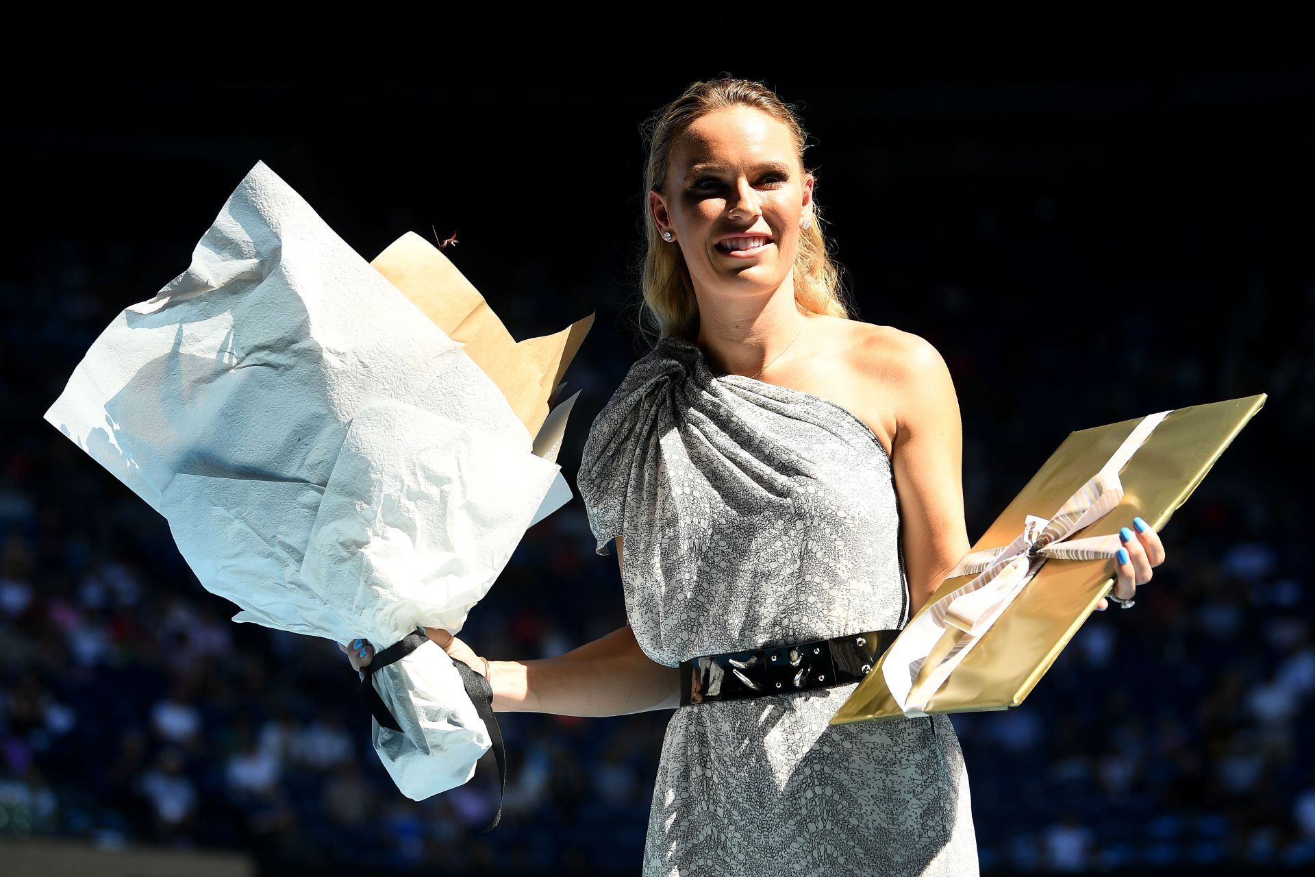 Caroline Wozniacki pictured at the 2020 Australian Open - Day 11.