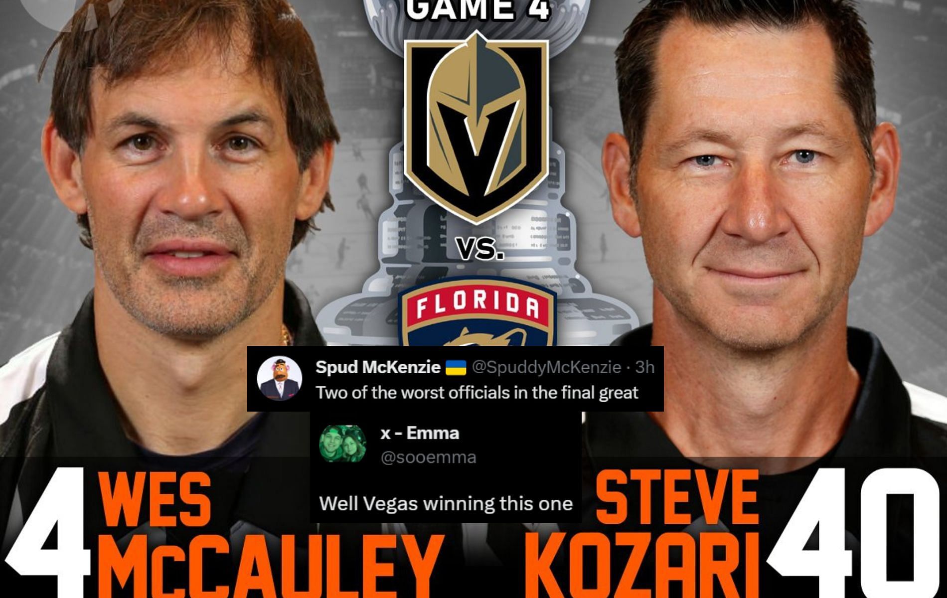 NHL fans distraught as Steve Kozari, Wes McCauley officiate Game 4