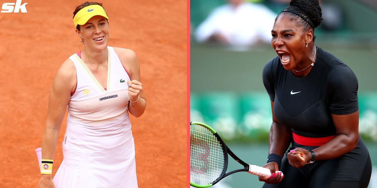 Anastasia Pavlyuchenkova (L) and Serena Williams.