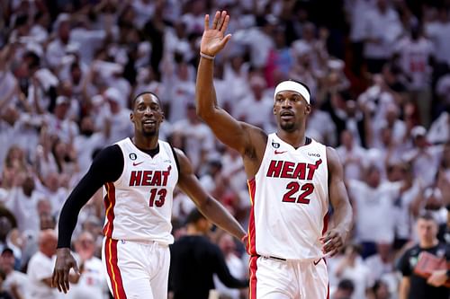 Miami Heat stars Bam Adebayo and Jimmy Butler