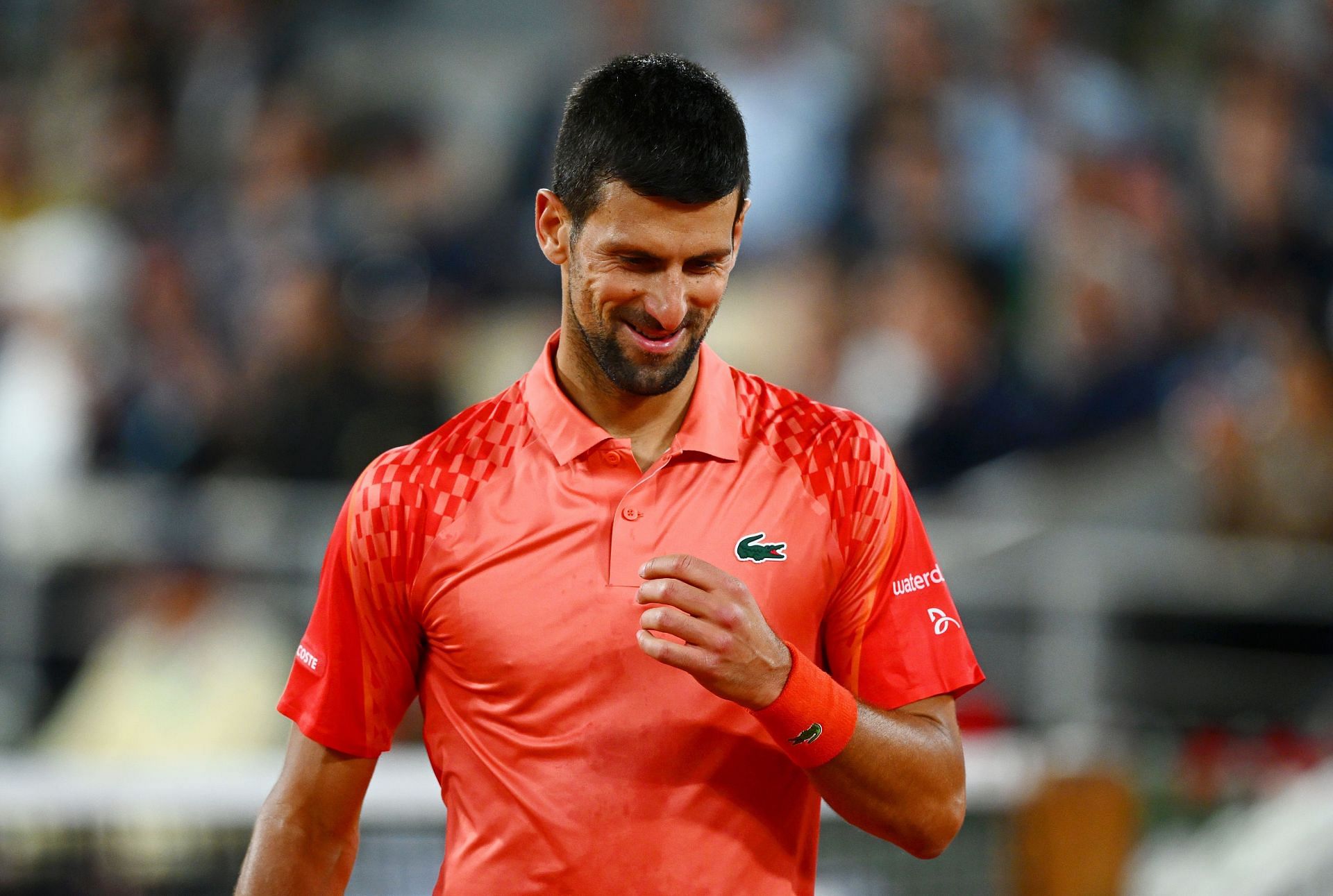 Novak Djokovic pictured at the 2023 French Open - Day Four