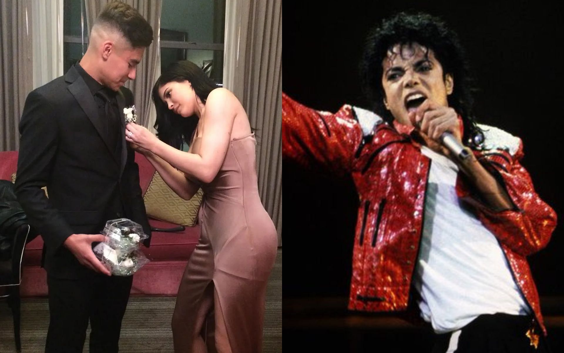 Albert Ochoa with Kylie Jenner (Left), Michael Jackson (Right) [Image courtesy: @albertochoa05 on TikTok and @chartdata on Twitter]