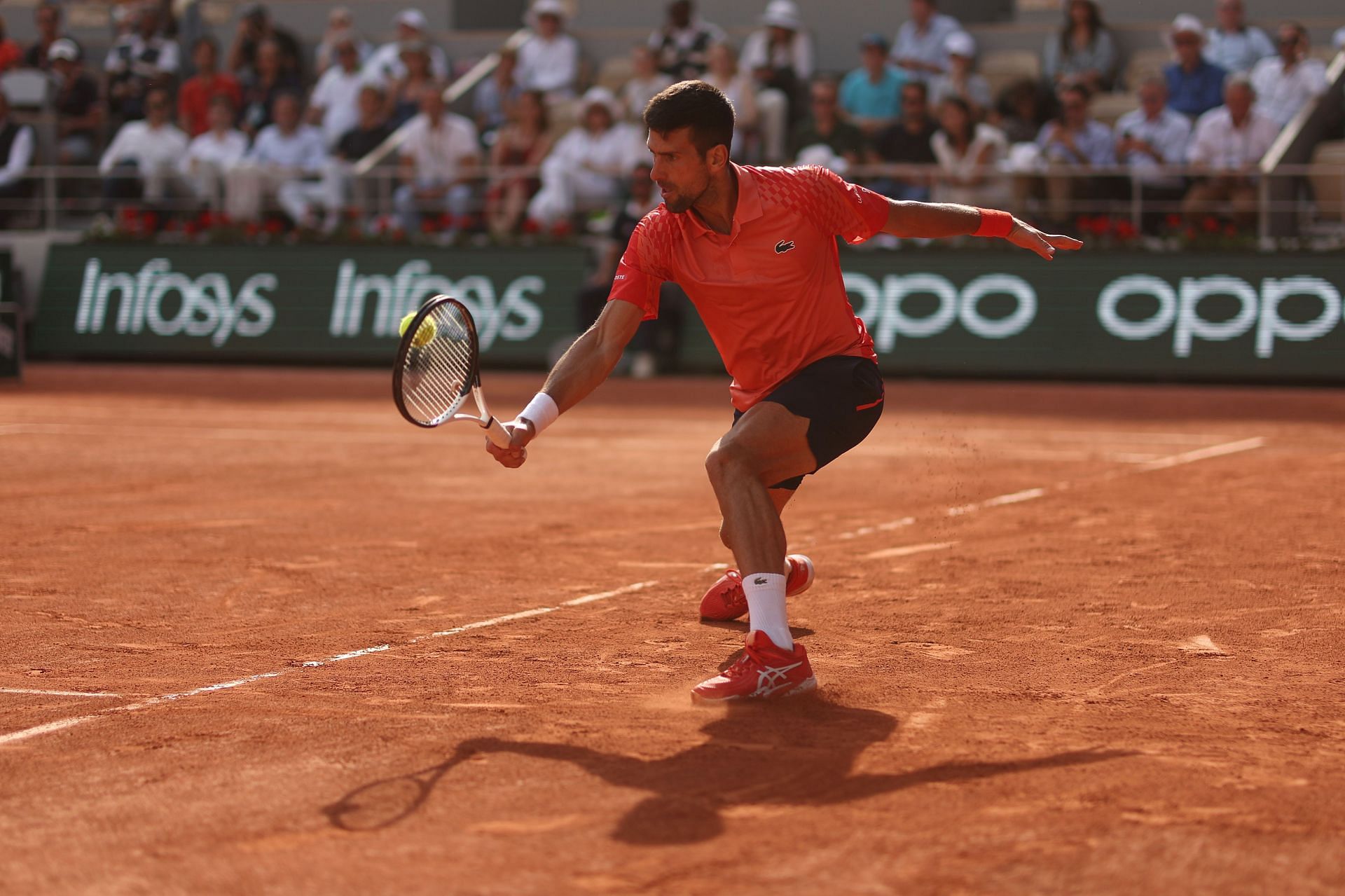 Djokovic in action at the 2023 French Open SF
