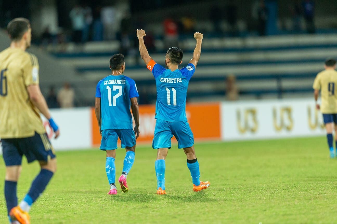 Sunil Chhetri will feel hard done by the result (Image courtesy: AIFF Media)