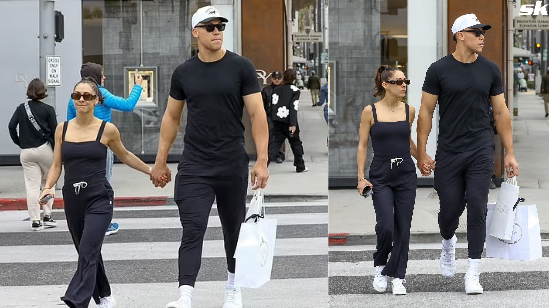 New Yrok Yankees captain Aaron Judge and wife Samantha Judge shopping in Rodeo Drive