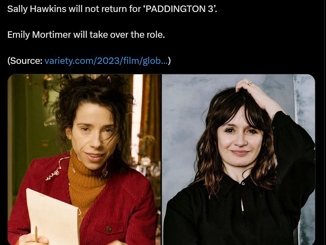 DF&#039;s post about Sally Hawkins&#039; exit (Image via Twitter)