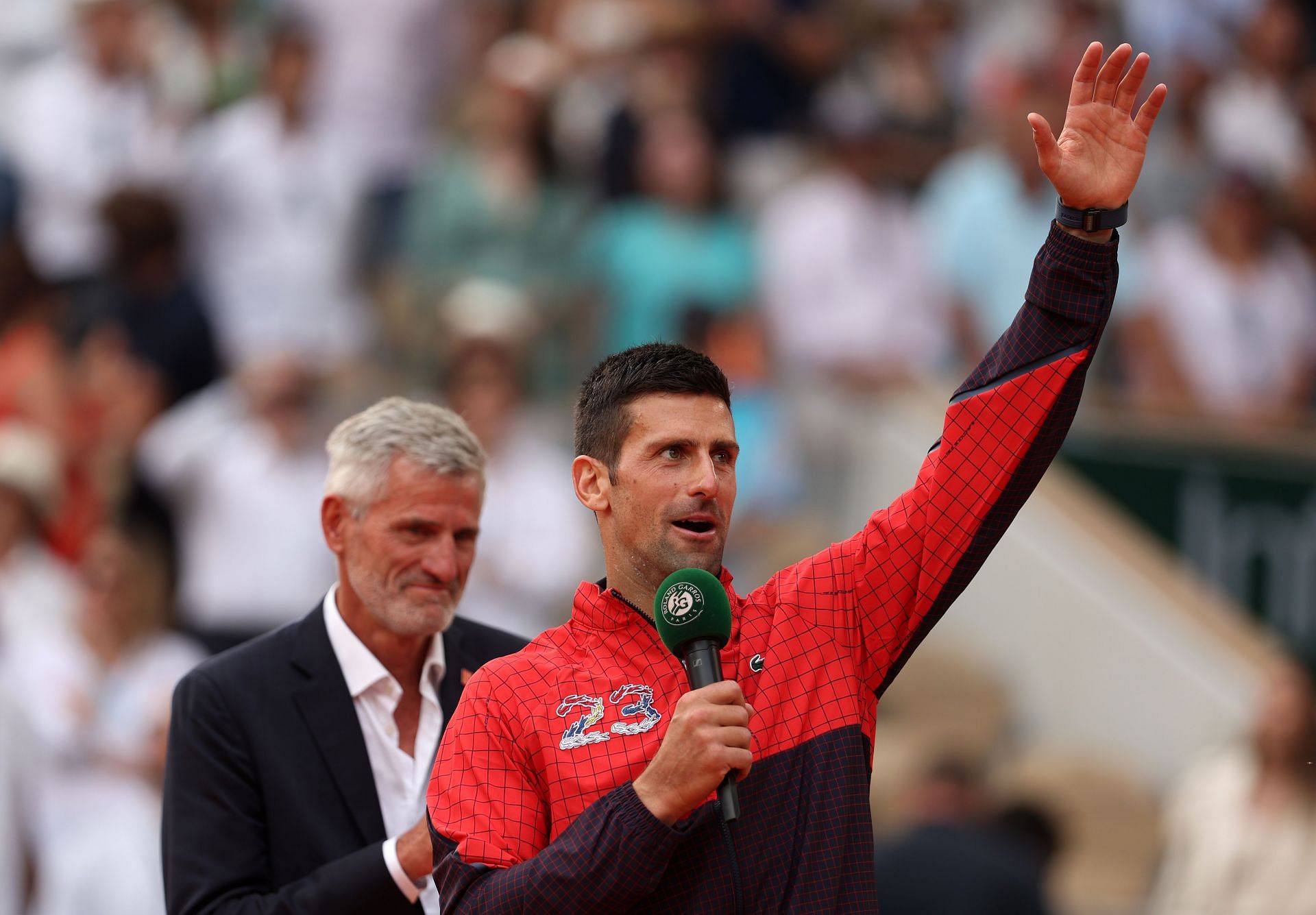 Novak Djokovic speaks after winning the 2023 French Open