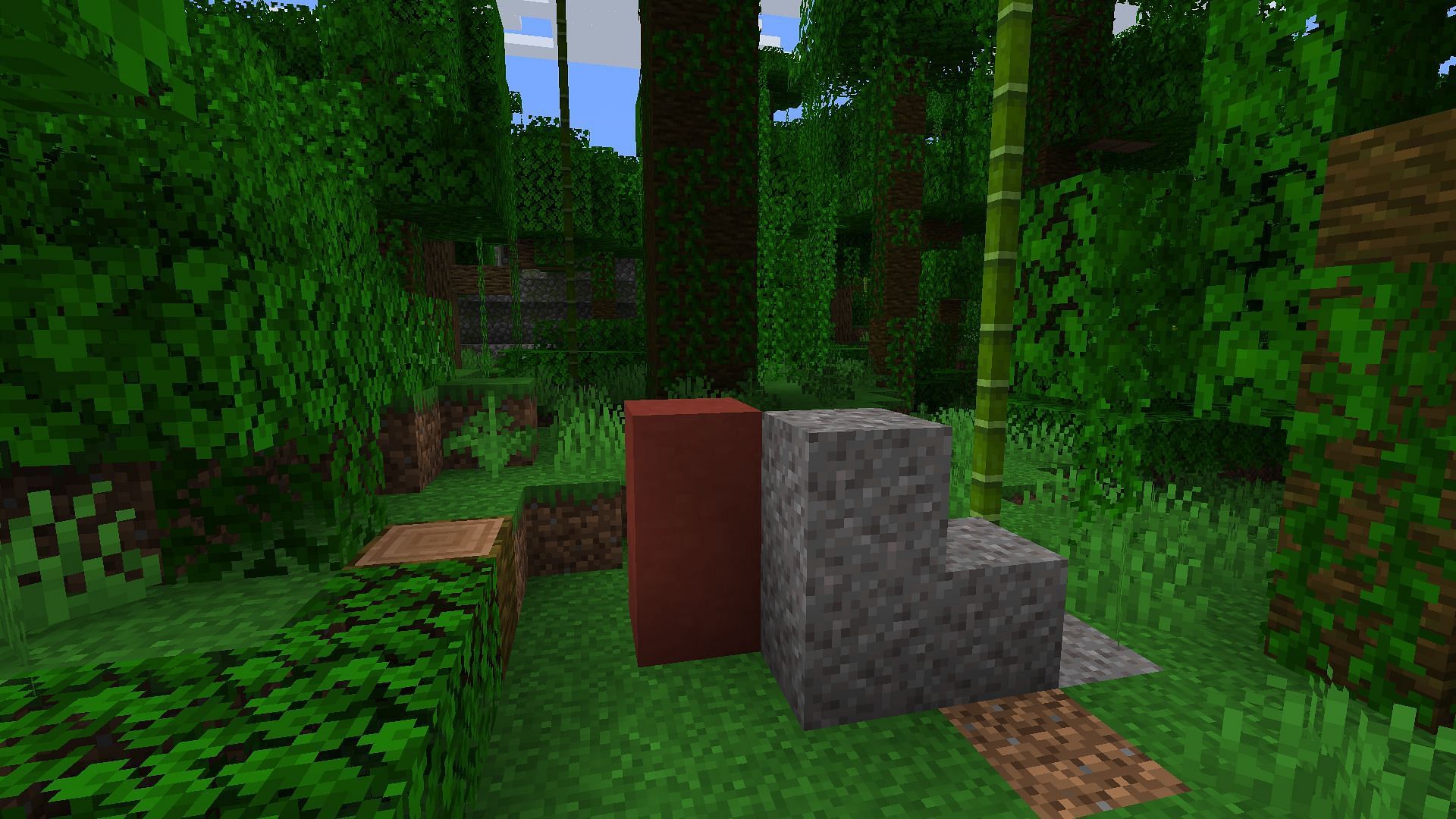 This seed&#039;s nearest trail ruins are right next to a jungle temple (Image via Mojang)