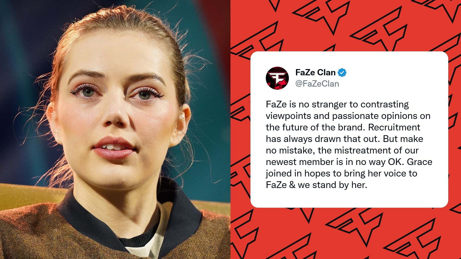 FaZe Clan comes out in support of Grace Van Dien amid drama with Rain (Image via FaZe Clan/Twitter)