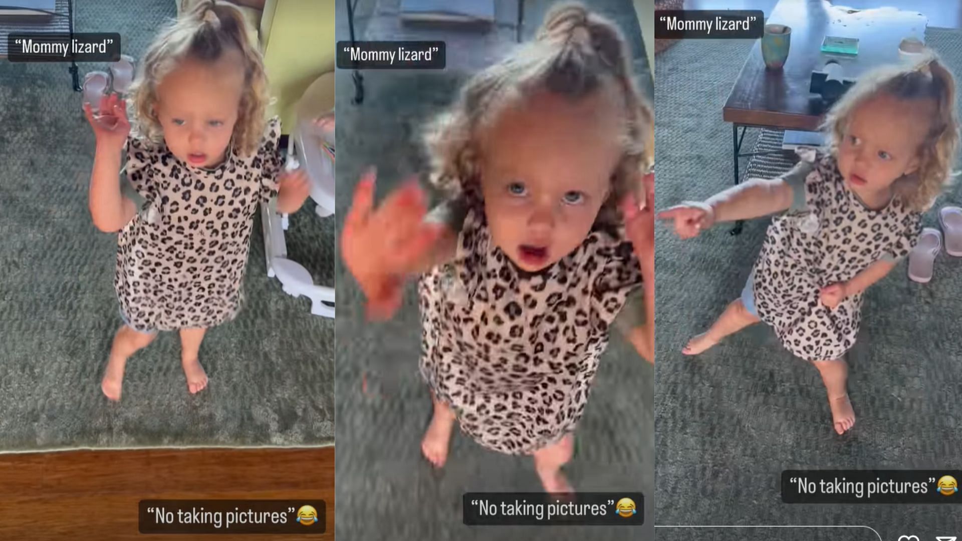 Sterling Skye excitedly shows her mother a &quot;lizard&quot; and stops her from taking pictures. (Image Credit: Brittany Mahomes&#039; Instagram)