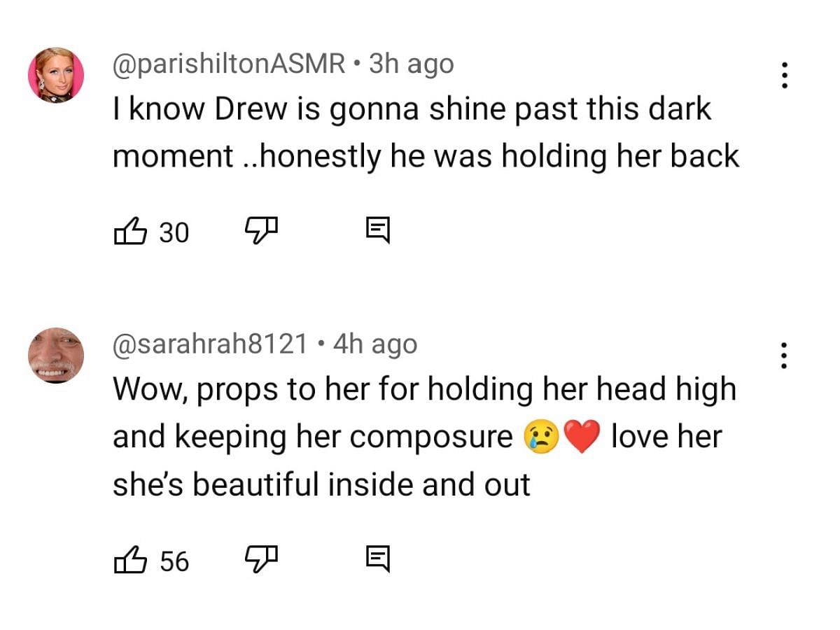 Fans react to Drew sharing her divorce details (Image via Twitter)