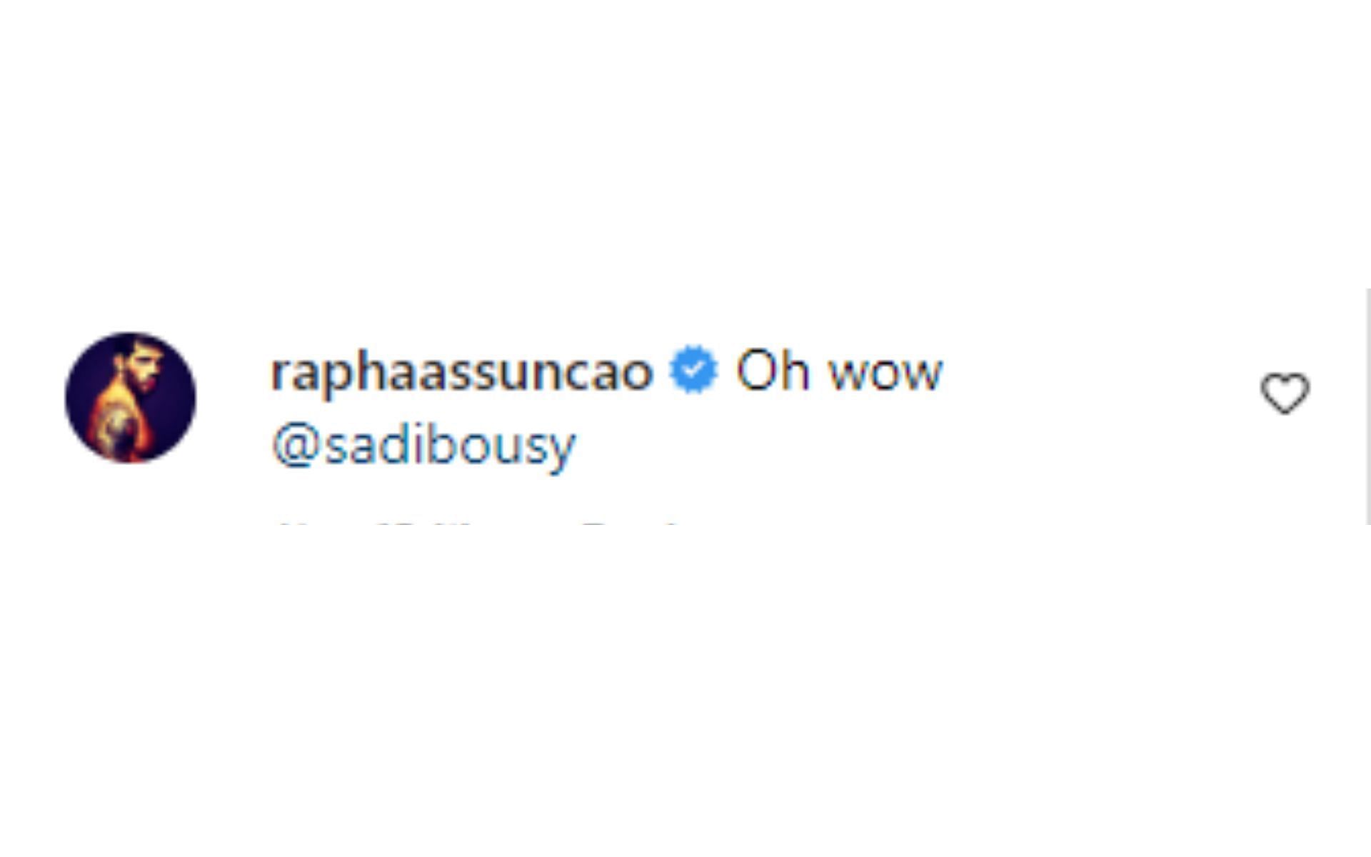 Raphael Assuncao reacted to the knockout