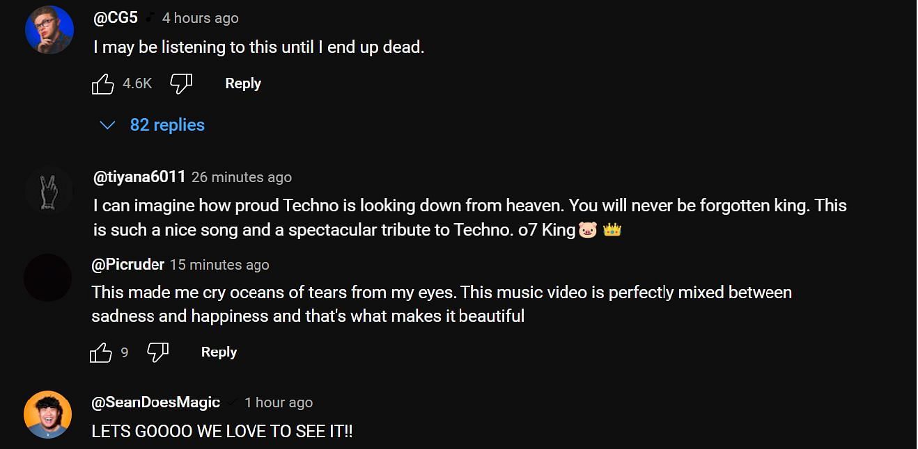 Fans react to the tribute song (Image via Dream Music/YouTube)