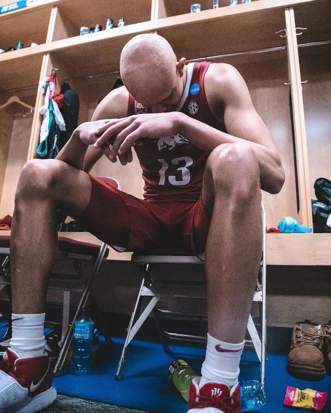 Jordan Walsh in his locker room after a defeat against UConn.Via Instagram.