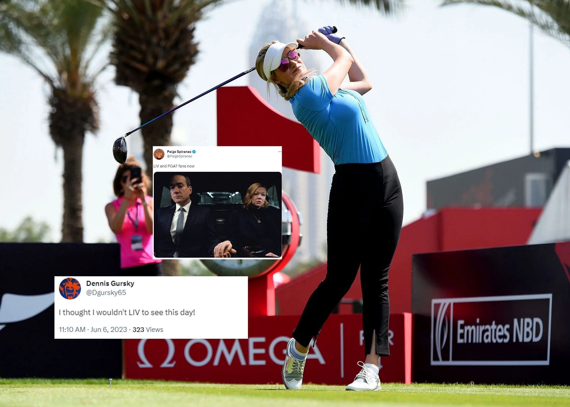 Paige Spiranac reacted to the merger and fans reacted to her post (Imag via Getty and Twitter).