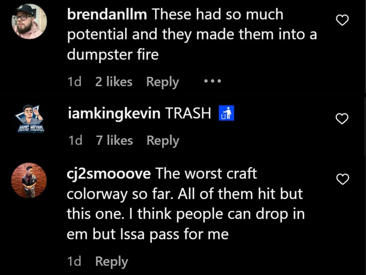 Netizens criticizing AJ 4 Craft (Image via Instagram)