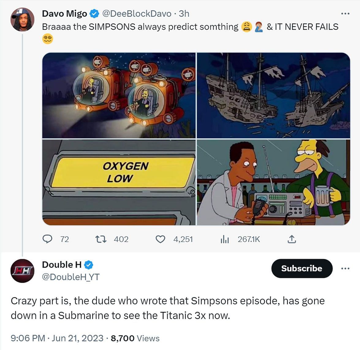 Viral News, The Simpsons Writer Mike Reiss Talks About His Trips on the  Missing Titanic Submarine