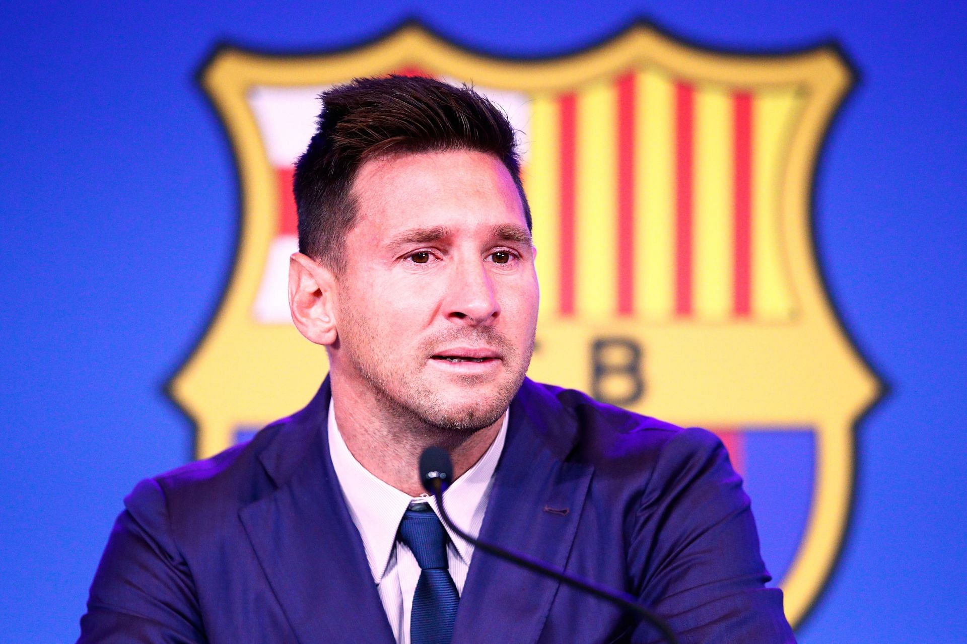 Lionel Messi was emotional as he bid farewell in 2021.