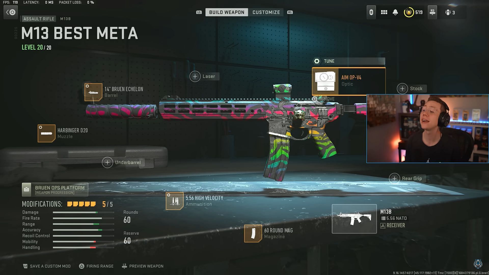 M13B loadout in Warzone 2 (Image via YouTube/WhosImmortal)