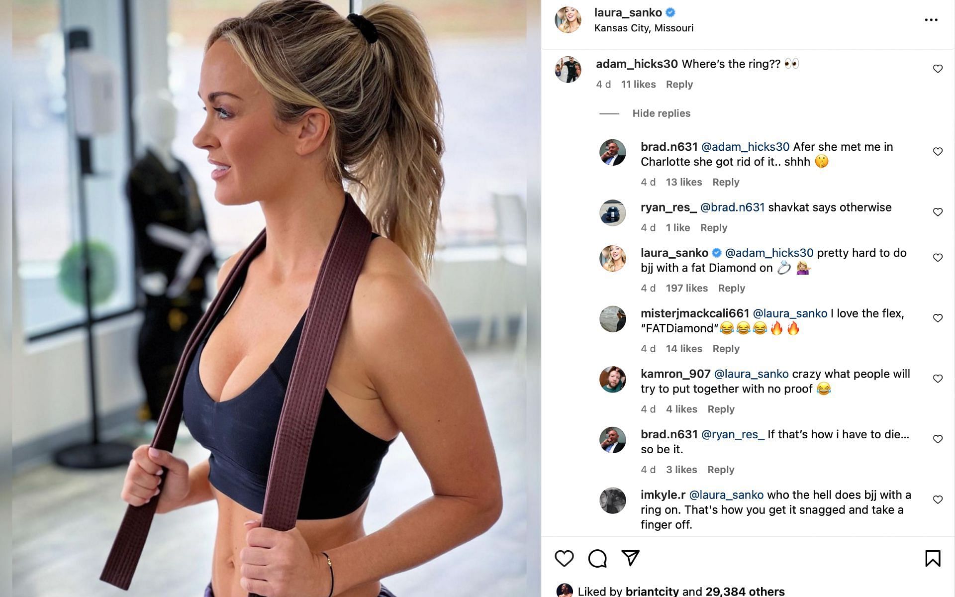 Laura Sanko [Left] Fan reactions [Right] [Image courtesy: @laura_sanko (Instagram)]