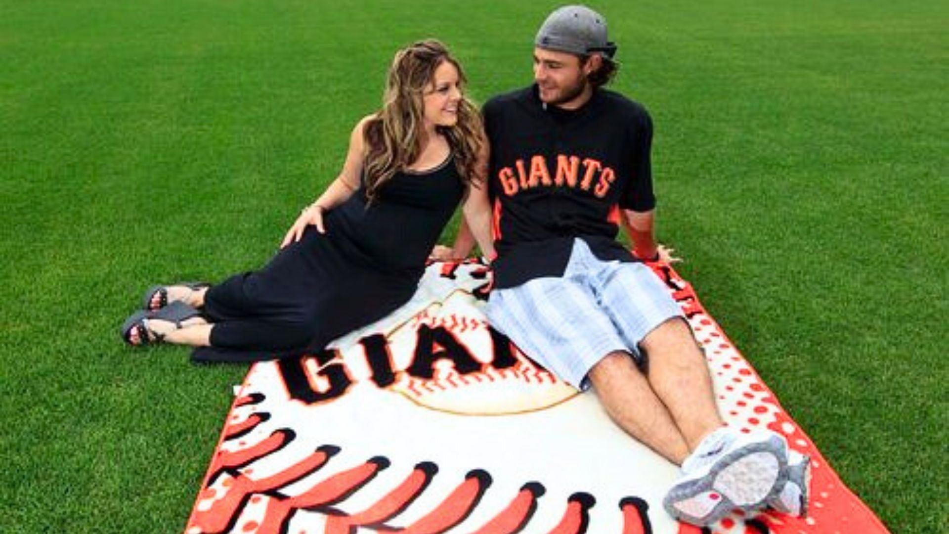 Brandon Crawford of the San Francisco Giants and Jalynne Crawford