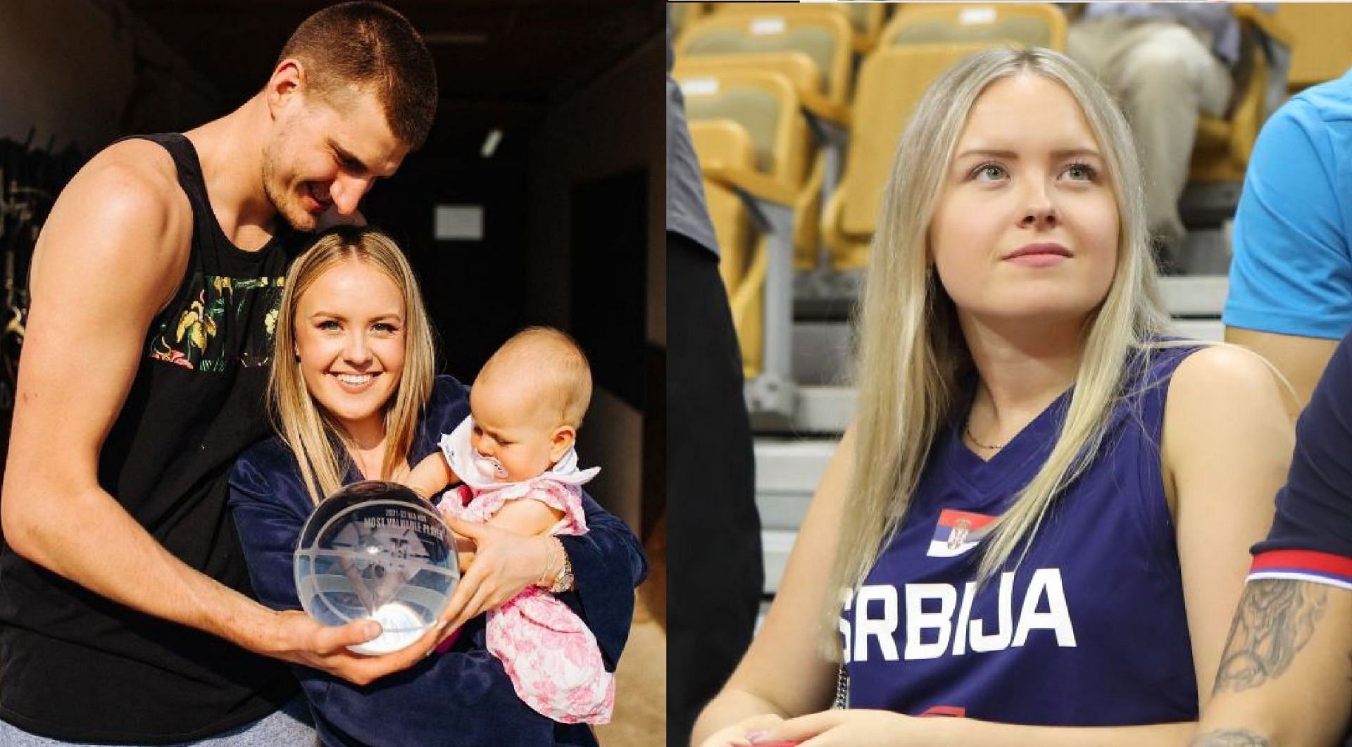 Denver Nuggets superstar center Nikola Jokic with his wife Natalija Jokic and daughter Ognjena