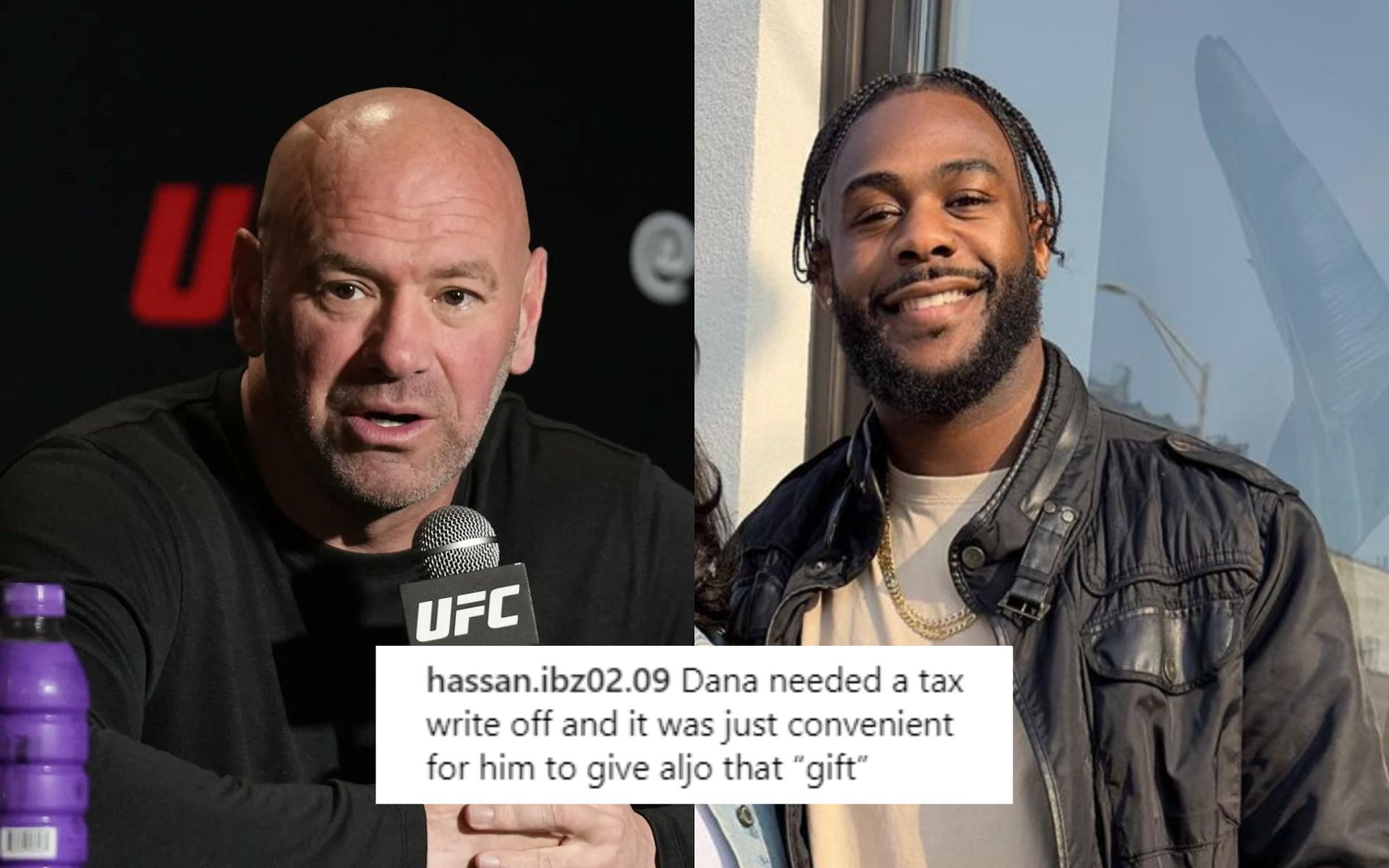 Dana White [Left] Aljamain Sterling [Right] [Images courtesy: @MMAFighting (Twitter) and @funkmastermma (Instagram)]