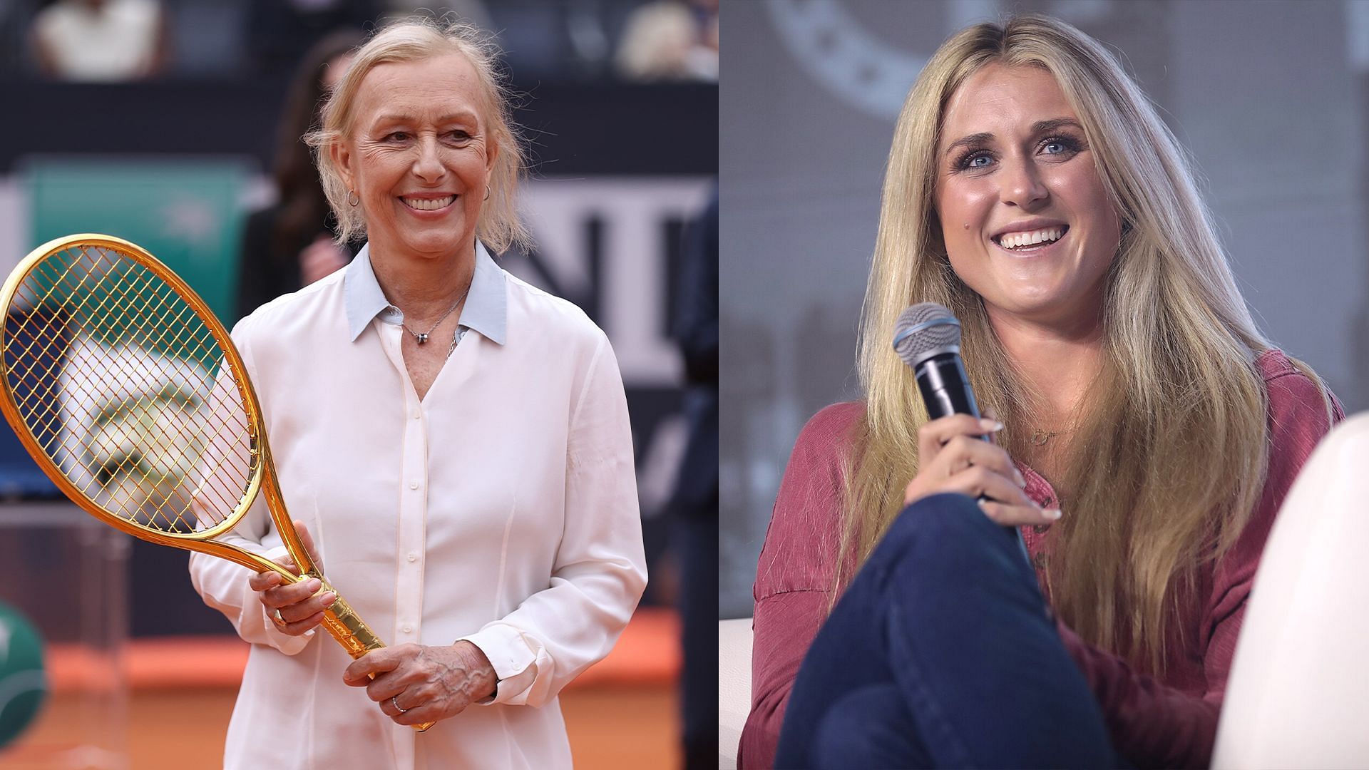 Martina Navratilova (L) and Riley Gaines (R)