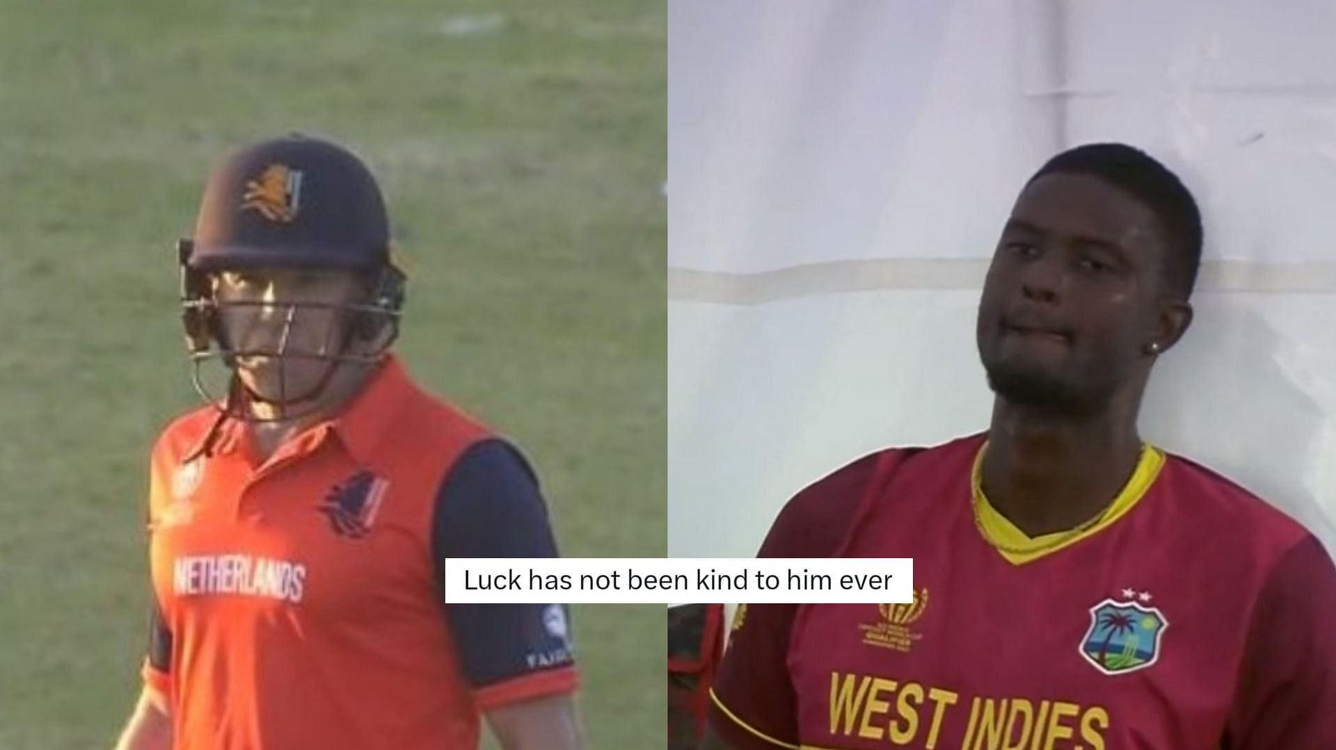 Logan van Beek destroyed Jason Holder in the Super Over (Image: Twitter)