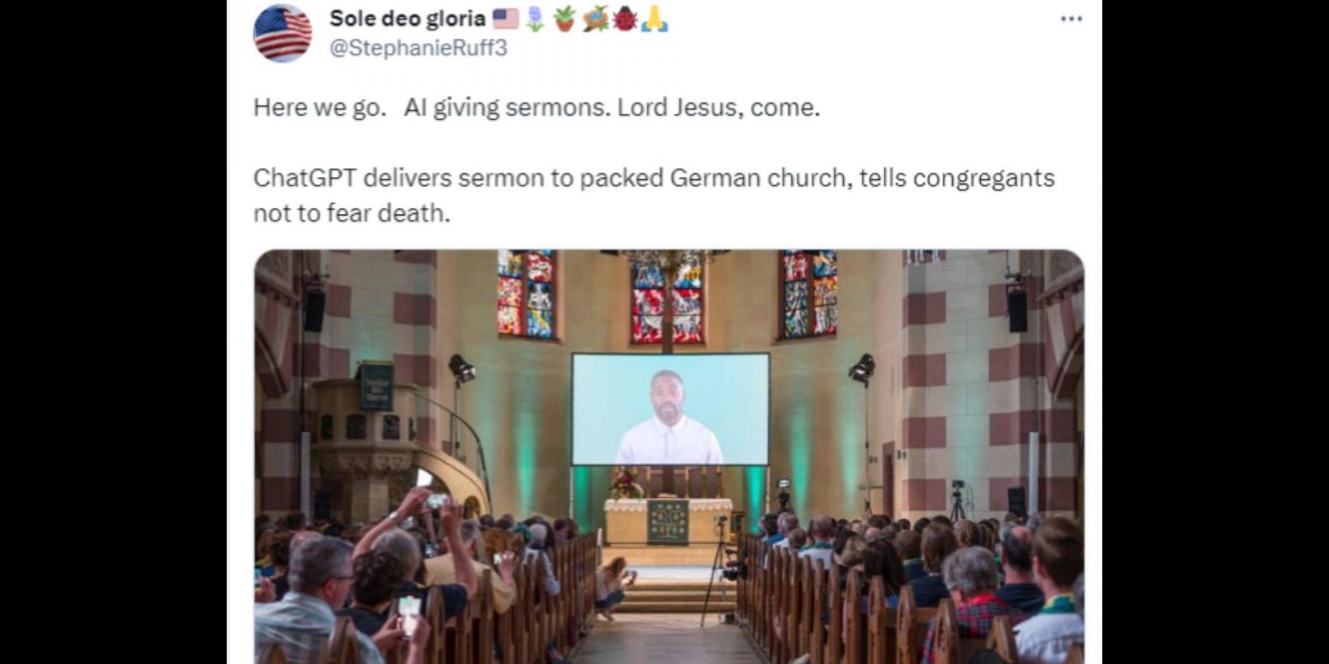 Artificial intelligence chatbot ChatGPT delivers a sermon at a German Protestant Church. (Image via Twitter/StephanieRuff3)