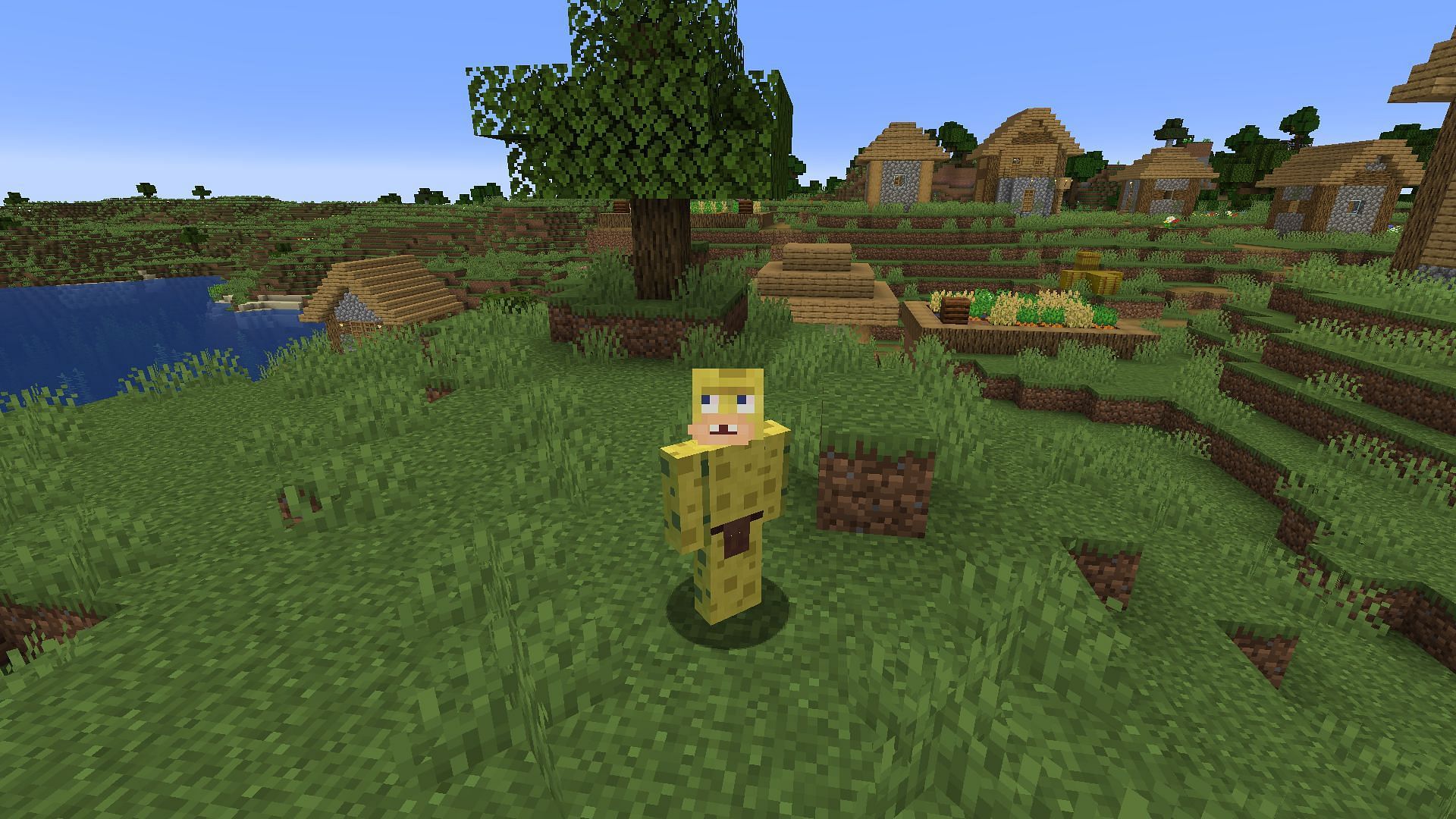 Spongebob&#039;s prehistoric counterpart is as confused as ever in this skin (Image via Mojang)