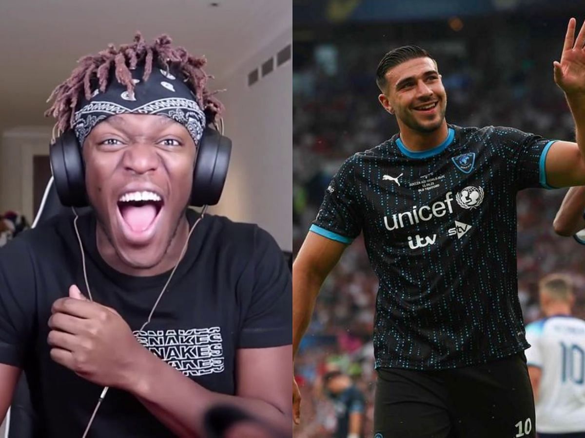 KSI trolls Tommy Fury following the Soccer Aid Football Match (Image via Sportskeeda)