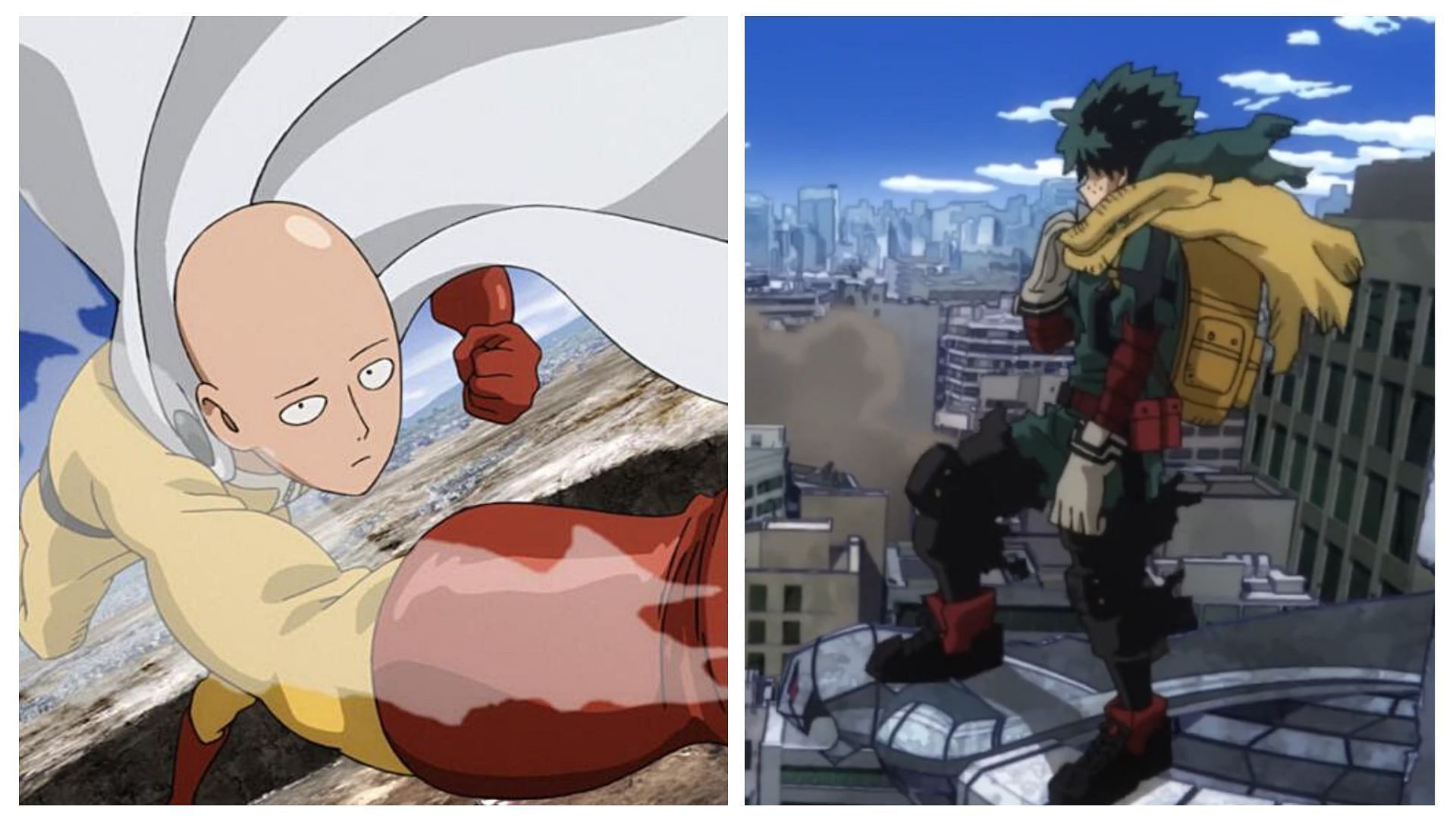 Saitama and Izuku Midoriya from their respective series (Image via Madhouse, BONES)