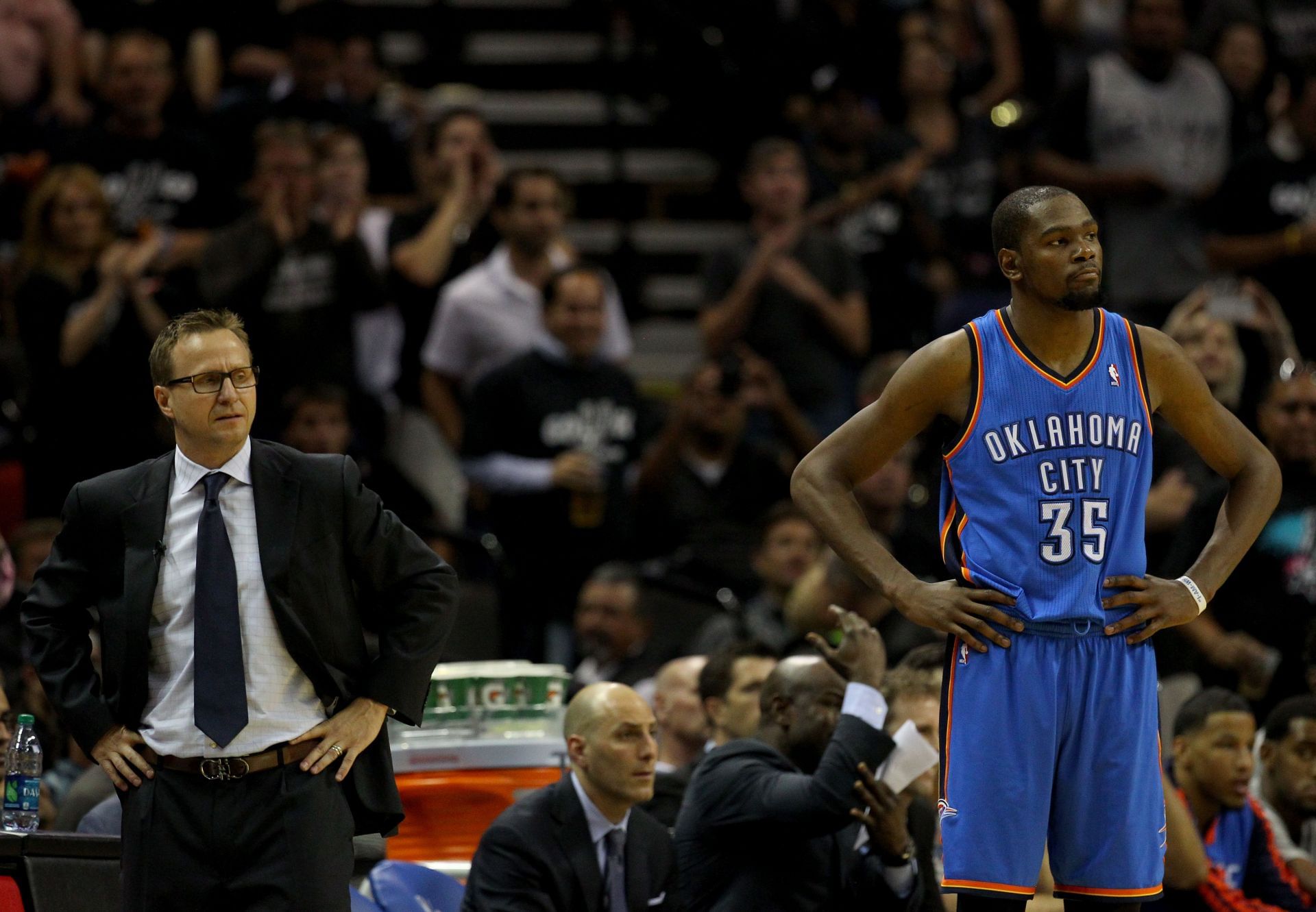 In his first NBA job, Rajakovic worked under Scott Brooks in Oklahoma (Image via Getty Images)